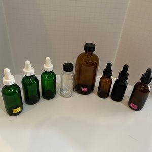 8 Empty Glass Bottles (Various Sizes & Colors)